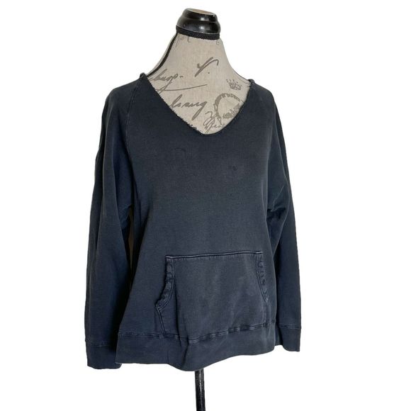 Nili Lotan Sweaters - Nili Lotan Womens Sweatshirt Size Small Frayed Raw Hem Black Destroyed Rip